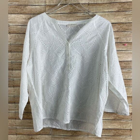 Woolover Eyelet Blouse Sz 14 - Picture 1 of 5